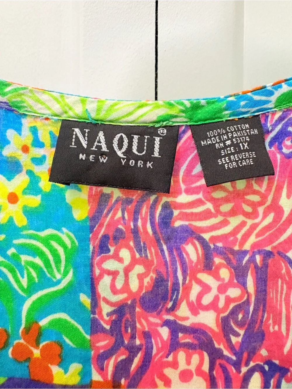 Naqui women’s Bright Floral Patchwork cottage maxi Sundress - Green Multi. 1X